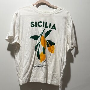 H&M White Sicilia Lemon Graphic Tee